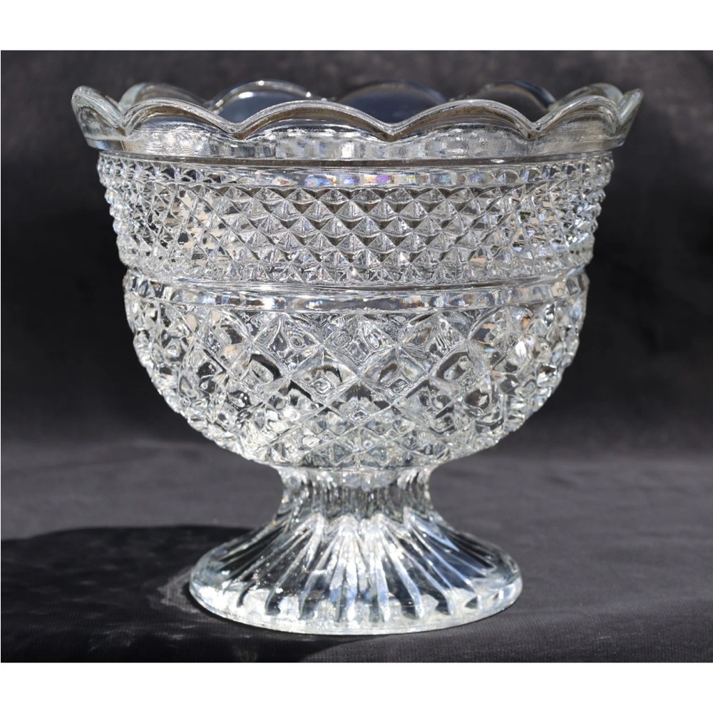 Vintage Anchor Hocking Wexford Footed Compote Trifle Pedestal Bowl Clear
Glass